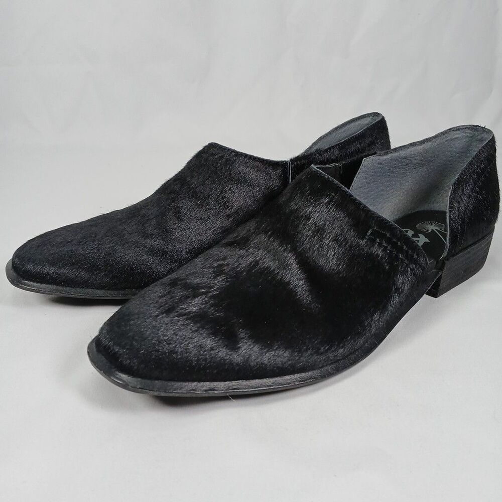 Off The Beaten Track OTBT Coyote Women’s Black Calf Hair Slip-On Flats 8M
